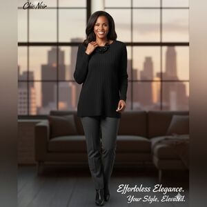 Westbound ribbed long sleeve petite sweater with bell sleeves